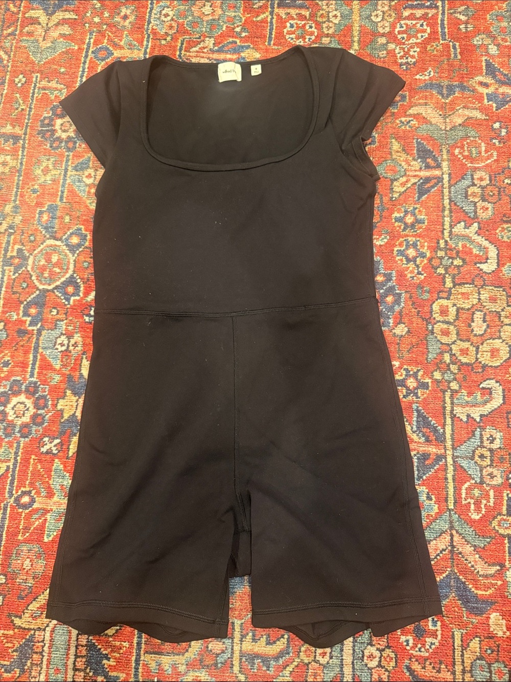 Aritzia Black Short-Sleeve Scoop-Neck Romper